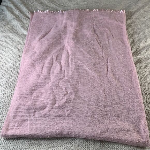 VTG Pink Acrylic Blanket Satin Trim Waffle Weave 66x88 Twin Size USA Excellent - Picture 3 of 12